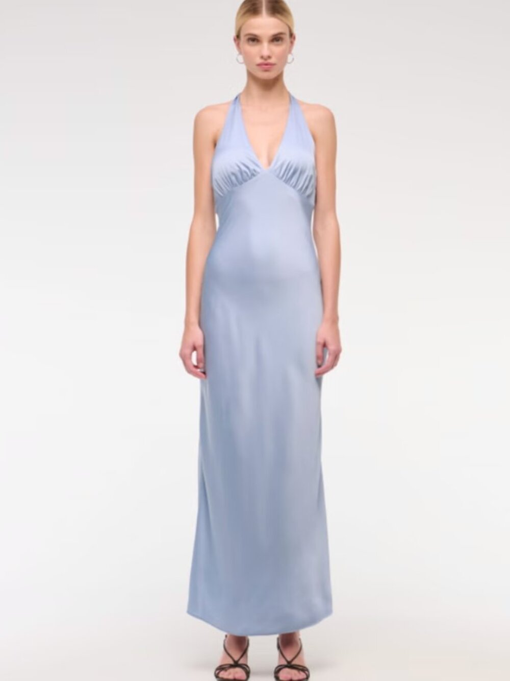 A&F Julia Slip Halter Maxi Dress - XL Light Blue